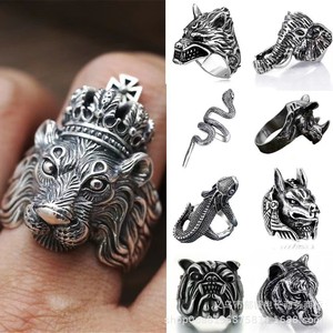 Boutons de manchette métalliques ajustables style rétro punk <span class=keywords><strong>européen</strong></span>-américain, inspirés du serpent, du lézard, du <span class=keywords><strong>chien</strong></span> et du pharaon – un accessoire audacieux pour hommes et femmes - Product Image 1