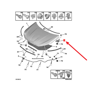 Charnière de capot de voiture OE 7912C7 7912.<span class=keywords><strong>C7</strong></span> pour Peugeot 4007 4008 Citroën C4 - Product Image 2