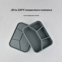 Boîte à lunch en silicone en forme de quadrant, boîte à lunch carrée avec couvercle, récipient à lunch de type boîte, boîte à lunch pour four à micro-ondes