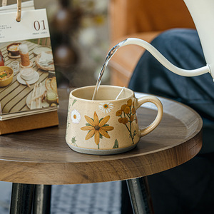 ถ้วยกาแฟเซรามิกแบบโบราณงานแฮนด์เมดลายดอกไม้รุ่นลิมิเต็ดอิดิชั่นคลาสสิกของขวัญวันหยุดสำหรับผู้หญิง - Product Image 3