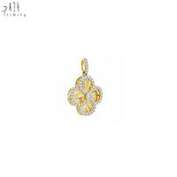 Fabricant de bijoux fins de haute qualité en gros, exportateur de bijoux en or jaune massif 14 carats, pendentif trèfle à quatre feuilles avec diamant naturel