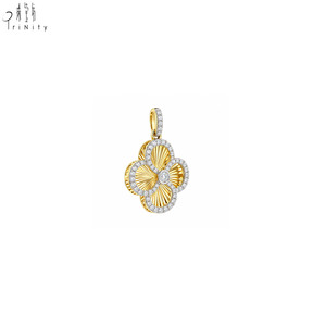 Fabricante de Joyería Fina de Alta Calidad al por Mayor, Exporta Joyería de Oro Amarillo Sólido de 14K, Colgante de Trébol de Cuatro Hojas con Diamante Natural - Product Image 2