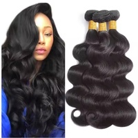 Extensions de cheveux humains vierges Body Wave, double trame, noir naturel, pour professionnels de la coiffure