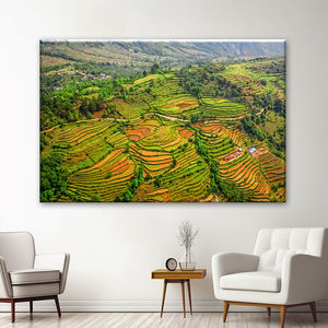 Impresión Digital en Lienzo de las Terrazas de Arroz de Yuanyang, Arte de Pared de Paisaje Clásico, Decoración de Montaña Verde - Product Image 1