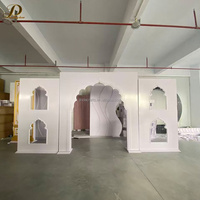 Ensemble de toile de fond de mariage blanc élégant et moderne JINDA, panneau 3 pièces avec design en arche pour cérémonie, réception, photomaton