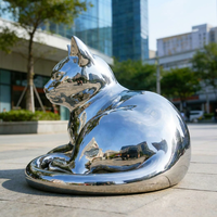 Escultura de Toro de Acero Inoxidable de Calibre Grueso, Grado 304, Resistente al Óxido, Arte para Entrada de Plaza Comercial, Estatua de Gato
