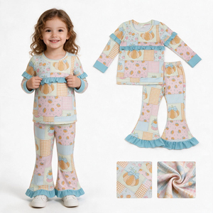 Ensemble 2 pièces camouflage cerf pour petites filles, haut à manches longues avec nœud décoratif et pantalon large à rayures latérales, style chasse pour enfants, décontracté au quotidien - Product Image 4