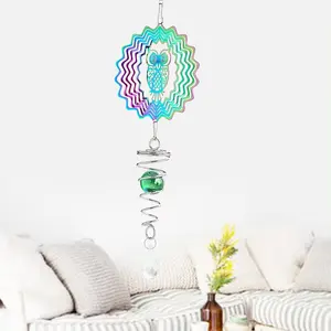 3D Stereo Color Rotating Wind Chimes Creative Pearl Pendant Stainless Steel Garden Decoration
