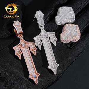 Passe diamant testeur 925 argent bijoux fins haute qualité Hip Hop croix pendentif hommes Moissanite anneau - Product Image 4