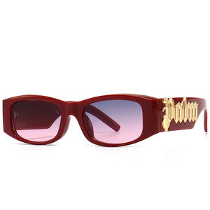 2024 nuova moda Punk occhiali da sole Unisex Small Frame di lusso Designer UV400 rosso/bianco - Product Image 4