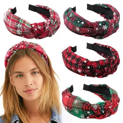 2019 latest new design Christmas hairbands wholesale custom knot hair band christmas decorations