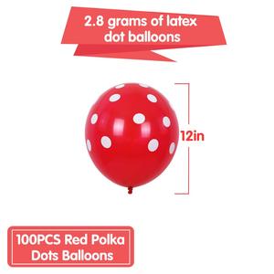 100 Globos Rojos y Blancos con Puntos de 12 Pulgadas, Globos Grandes de Látex con Puntos para Fiestas, Globos de Fresa y Ratón, Decoración para Bodas y Cumpleaños - Product Image 2