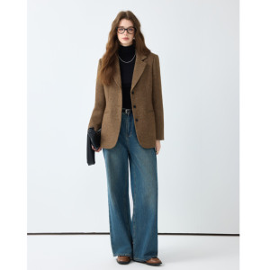 Mier xw1916 phụ nữ phù hợp với kinh doanh dệt velor chống nhăn v-cổ đơn Nút áo khoác và quần thiết lập với túi - Product Image 4