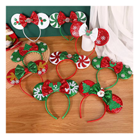 Jiamu Noël Souris Oreille Sequin Bandeau Pour Femmes Filles Arbre De Noël Père Noël Accessoires De Cheveux Pour La Fête En Gros