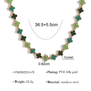 Collana Tennis di Lusso in Acciaio Inossidabile Placcato <span class=keywords><strong>Oro</strong></span> 18K con Quadrifoglio in Zirconia, Gioielli di Moda per Donne - Product Image 5