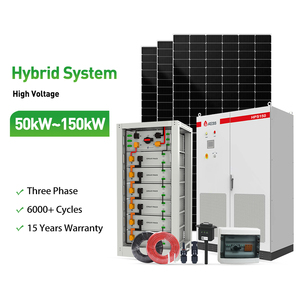 Système d'énergie solaire hybride renouvelable triphasé complet 50KW 100KW avec stockage par batterie - Product Image 1