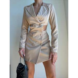 Empire Waist Solid Western Style <b>Short</b> <b>Dress</b> with Slits Knee-Length One Size Fits All <b>Winter</b> Spring Autumn - Product Image 3