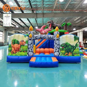 Structure gonflable Ceyu Dinosaure avec toboggan, figurine T-Rex, tour palmier et pilier en pierre pour les fêtes d'enfants en extérieur et la location commerciale - Product Image 2