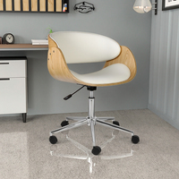 Chaise de bureau pivotante en cuir de style moderne avec cadre en bois, hauteur réglable, chaise de bureau confortable pour un usage domestique