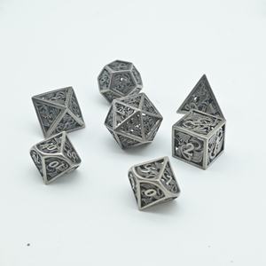 Miễn phí hộp thiếc thấp moq mạ điện nhiều màu sắc rỗng DND tùy chỉnh kim loại đa diện xúc xắc Bộ - Product Image 4