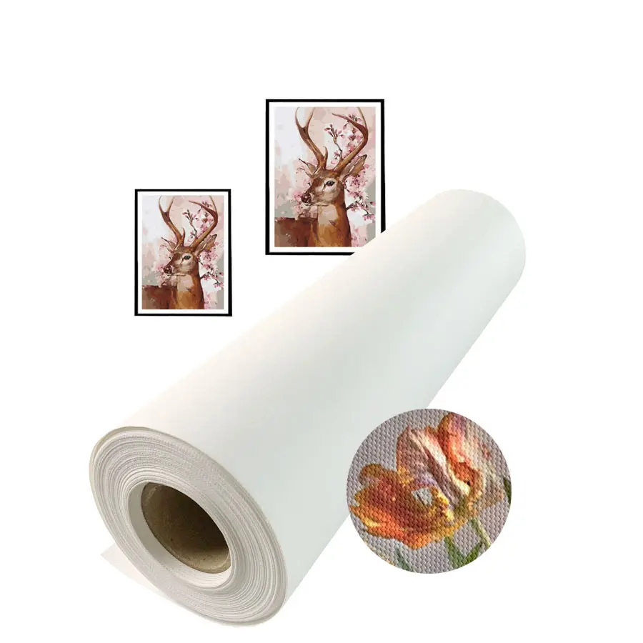 glossy artist 100% cotton canvas roll,poly cotton canvas fabric, hot sale inkjet print canvas