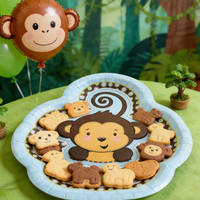 Assiettes en papier jetables Lanweier 2026, motif singe mignon de 10 pouces, personnalisables pour fêtes sur le thème des animaux