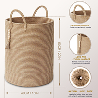 Panier de rangement rond en corde de coton tressé fait main, grande capacité, avec poignées durables, idéal pour le linge – Nouveauté 2026, Vente Flash