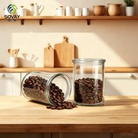 Pot en verre transparent cylindrique de 250 ml, récipient à bord plat pour la fabrication de bougies, le miel, les épices et les aliments secs, vente en gros