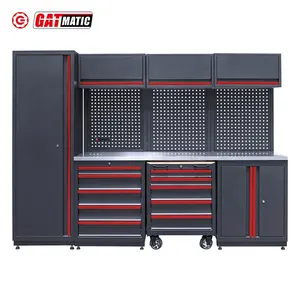 Metal Tool Storage Garage Workbench and Tool Cabinet Trolley System Removable Tool Trolley Cart Design