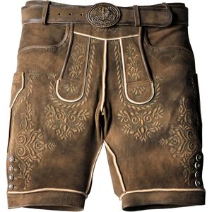 กางเกงหนังแท้สไตล์ Lederhosen สีน้ำตาลสนิมสำหรับผู้ชาย ชุดสำหรับเทศกาล Oktoberfest - Product Image 1