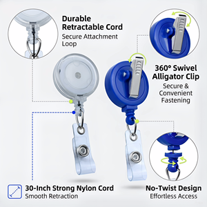 Bestom Nuovo <span class=keywords><strong>Porta</strong></span> <span class=keywords><strong>Badge</strong></span> Retrattile Trasparente OEM 32mm Rotondo in ABS <span class=keywords><strong>con</strong></span> <span class=keywords><strong>Clip</strong></span> a Coccodrillo per Targhetta Identificativa - Product Image 3