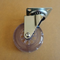 Roulettes transparentes en polyuréthane pour chaise de bureau, canapé et mobilier, 35/50/75 mm (1,5/2/3 pouces), pivotantes avec frein et protections filetées