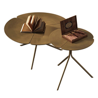 Meubles de salon en or de luxe Table centrale ronde en bronze Ensemble table basse de salon de beauté moderne