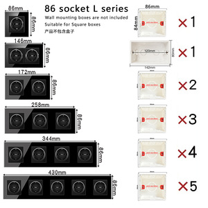 European Standard 86 Wall Socket with USB Type-<strong>C</strong> Square Box Steel Glass Panel Cross-Border 1-5 Pack <strong>Hardware</strong> - Product Image 2