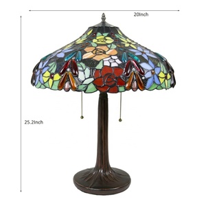 LongHuiJing Tiffany-Style 2-<b>Light</b> Flower Table Lamp with 20" Lampshade tiffany Stand Lamp Restaurant - Product Image 6