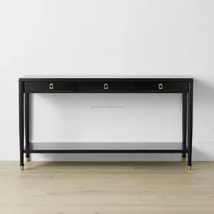 Meuble TV vintage en bois massif de style nordique antique, console de meilleure qualité, noyer noir