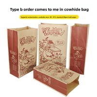 Sac alimentaire en papier kraft épaissi, jetable, sans poignée, avec logo personnalisé, emballage à emporter pour poulet frit et hamburgers