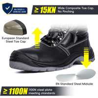 Chaussures de travail standard européennes certifiées CE en cuir croûte avec embout en acier anti-écrasement, résistantes à l'huile et aux acides, pour usage industriel