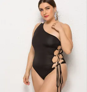 lack one shoulder one piece swimsuit asymmetric lace up ties back competition swimsuit women cover ups swimwear swimsuit