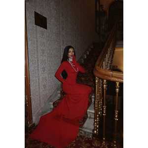 Red Maria Ball Gown Evening <b>Dress</b> with <b>Gloves</b> Backless Design for Formal Occasions and Evening Parties - Product Image 2