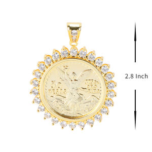 Pendentifs Centernario plaqués <span class=keywords><strong>or</strong></span> 14 carats, pièce de monnaie mexicaine de <span class=keywords><strong>50</strong></span> <span class=keywords><strong>pesos</strong></span>, grand pendentif religieux - Product Image 3