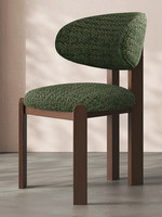 Chaise de salle à manger en bois massif, style moderne du milieu du siècle, minimaliste, rétro français, luxe, dossier rembourré en tissu