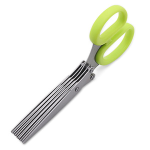 <b>Kitchen</b> <b>Scissors</b> Stainless Steel Five Layer Green Handle For Home Use Straight Head Multi Layer Cutting Tool - Product Image 4