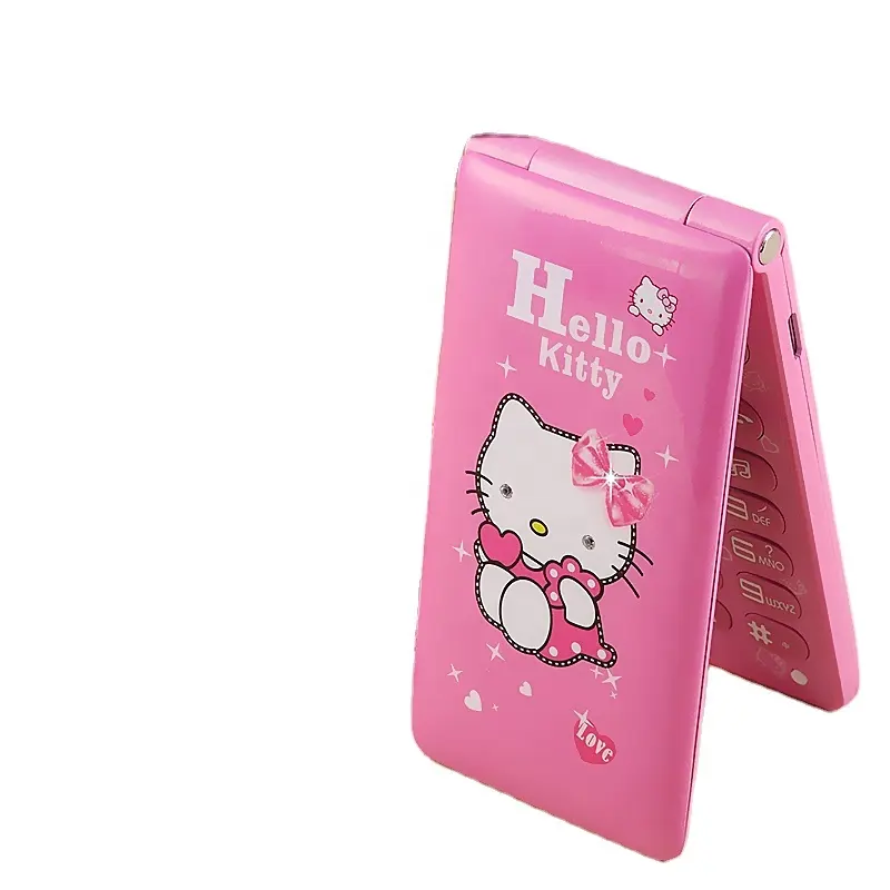 kuh d10 small cartoon flip phone dual sim card with mp3 mp4 recorder female kids girls lady cute mini cell phone