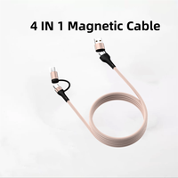 [1 m/1.5m/2m] Câble magnétique auto-enroulé 4 en 1 C-C PD60w/27w Multi-fonctionnel 2 avec 2 câbles de charge rapide pour téléphone portable