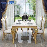 YuanChang ensemble de table à manger moderne en acier inoxydable doré de haute qualité table à manger en marbre de luxe pour la maison