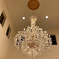 Lustre en cristal LED de style français vintage pour villa duplex, salon