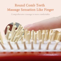 Brosse à cheveux carrée en bois rouge poli avec coussin d'air, peigne de massage antistatique pour cheveux longs et épais, logo personnalisé