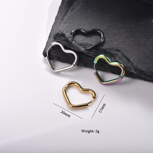 Boucles d'oreilles créoles en acier inoxydable plaqué or 18 carats, étanches, multicolores, en forme de cœur, cadeau de fête, bijoux en gros - Product Image 4