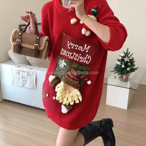 Hot Selling Theme Christmas Cartoon Short Outerwear Pullover Winter New Knitted <strong>Woolen</strong> <strong>Top</strong> Women's Three-dimensional Pattern - Product Image 6